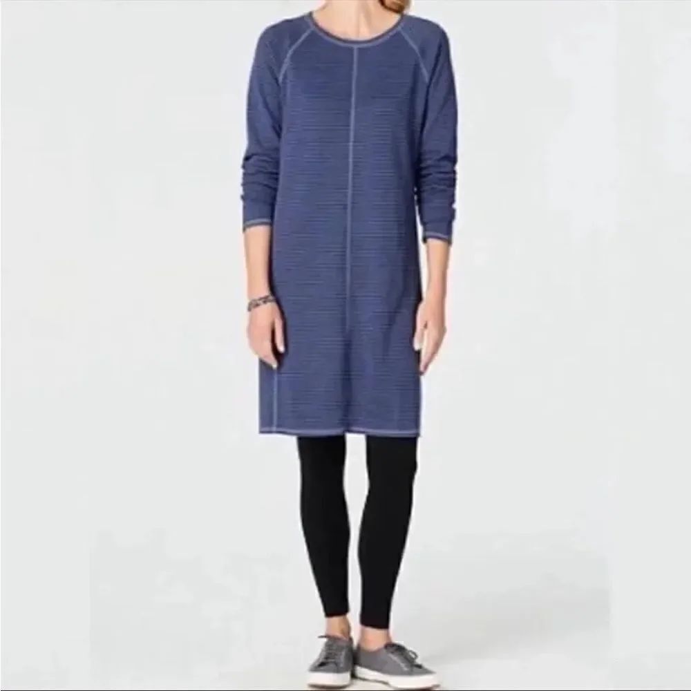 J. Jill Blue Stripe Knit Tunic Dress Women's Size M